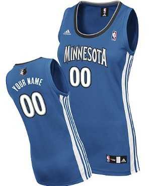 Women%27s Customized Minnesota Timberwolves Blue Jersey